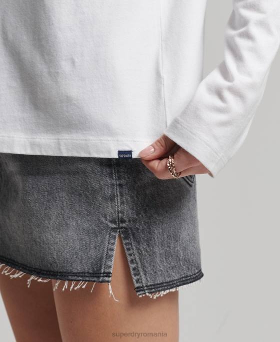 Superdry top din bumbac organic brodat cu logo vintage îmbrăcăminte alb femei JX0Z6677