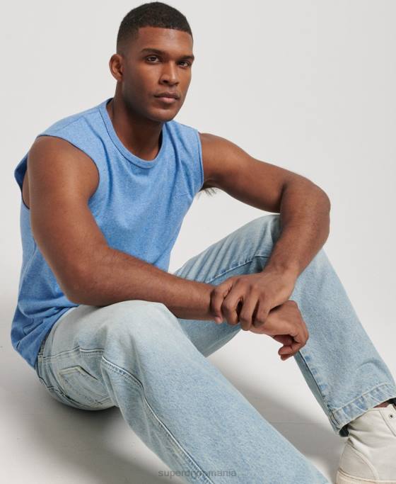 Superdry top din bumbac organic brodat cu logo vintage îmbrăcăminte albastru bărbați JX0Z1451