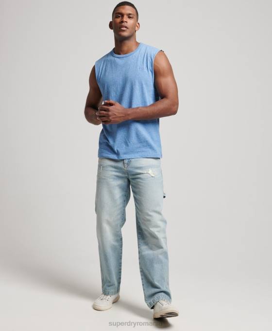 Superdry top din bumbac organic brodat cu logo vintage îmbrăcăminte albastru bărbați JX0Z1451