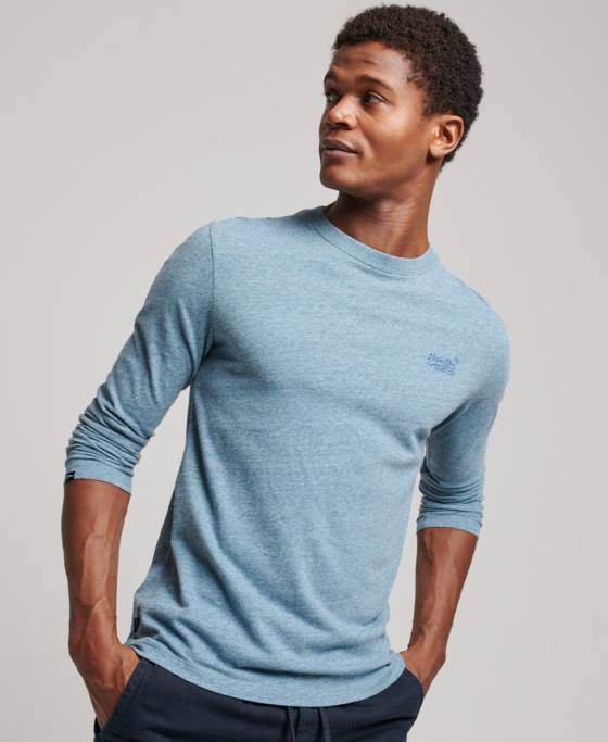 Superdry top din bumbac organic brodat cu logo vintage îmbrăcăminte albastru bărbați JX0Z1570