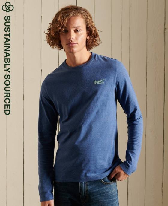 Superdry top din bumbac organic brodat cu logo vintage îmbrăcăminte albastru bărbați JX0Z6490