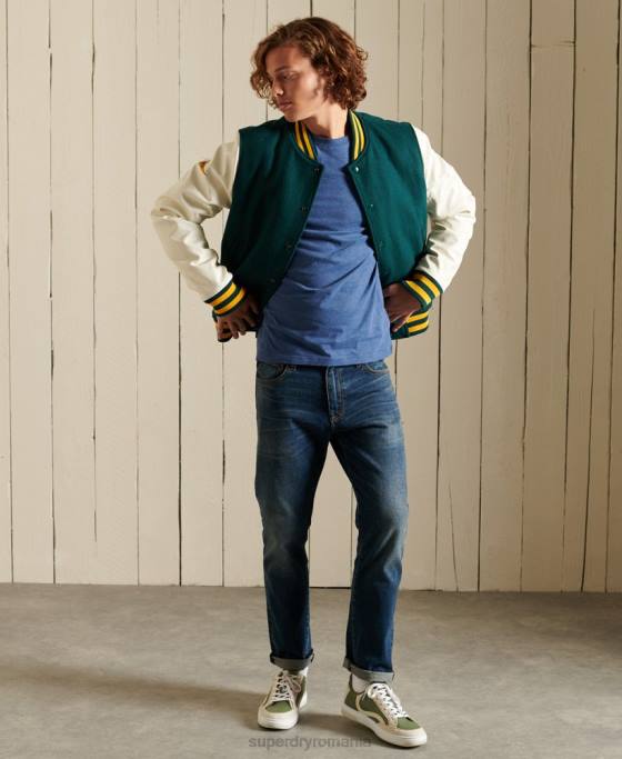 Superdry top din bumbac organic brodat cu logo vintage îmbrăcăminte albastru bărbați JX0Z6490