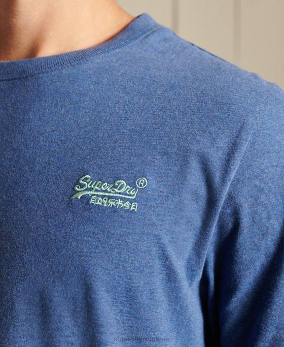 Superdry top din bumbac organic brodat cu logo vintage îmbrăcăminte albastru bărbați JX0Z6490