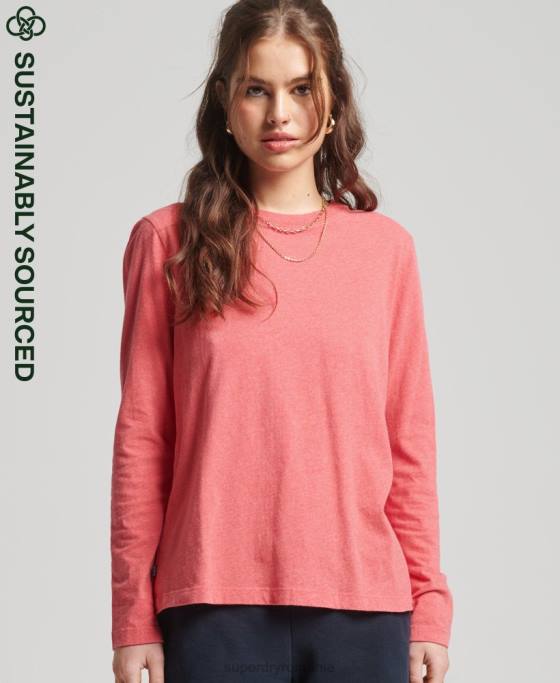 Superdry top din bumbac organic brodat cu logo vintage îmbrăcăminte coral femei JX0Z6632