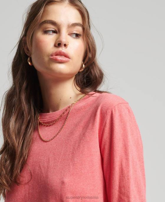 Superdry top din bumbac organic brodat cu logo vintage îmbrăcăminte coral femei JX0Z6632