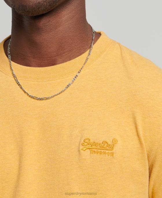 Superdry top din bumbac organic brodat cu logo vintage îmbrăcăminte galben bărbați JX0Z1562