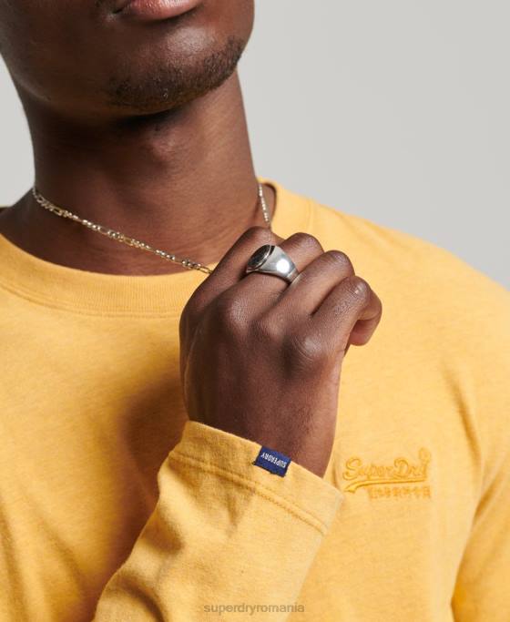 Superdry top din bumbac organic brodat cu logo vintage îmbrăcăminte galben bărbați JX0Z1562