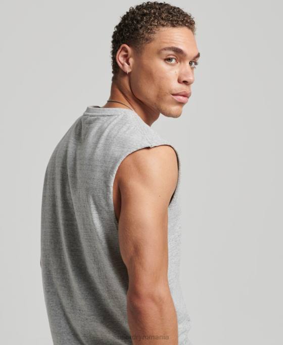 Superdry top din bumbac organic brodat cu logo vintage îmbrăcăminte gri bărbați JX0Z1447