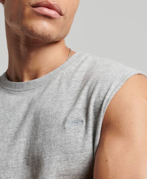 Superdry top din bumbac organic brodat cu logo vintage îmbrăcăminte gri bărbați JX0Z1447