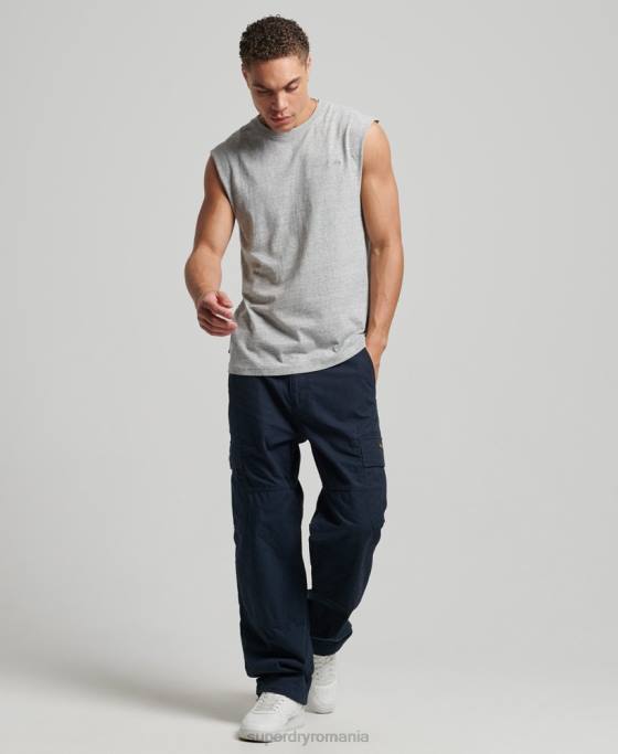 Superdry top din bumbac organic brodat cu logo vintage îmbrăcăminte gri bărbați JX0Z1447