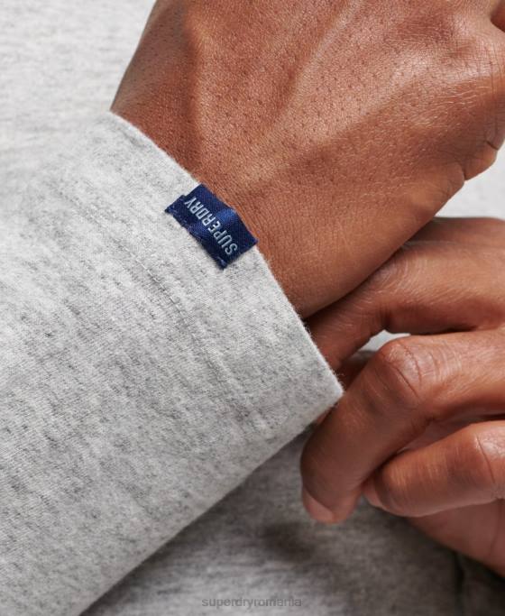 Superdry top din bumbac organic brodat cu logo vintage îmbrăcăminte gri bărbați JX0Z1547