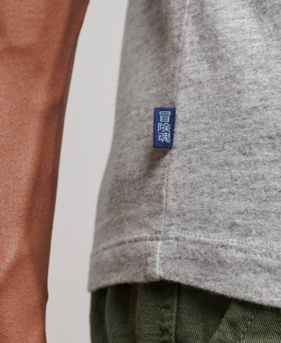 Superdry top din bumbac organic brodat cu logo vintage îmbrăcăminte gri bărbați JX0Z1547