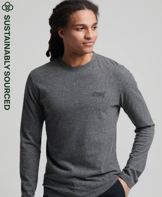 Superdry top din bumbac organic brodat cu logo vintage îmbrăcăminte gri bărbați JX0Z6401