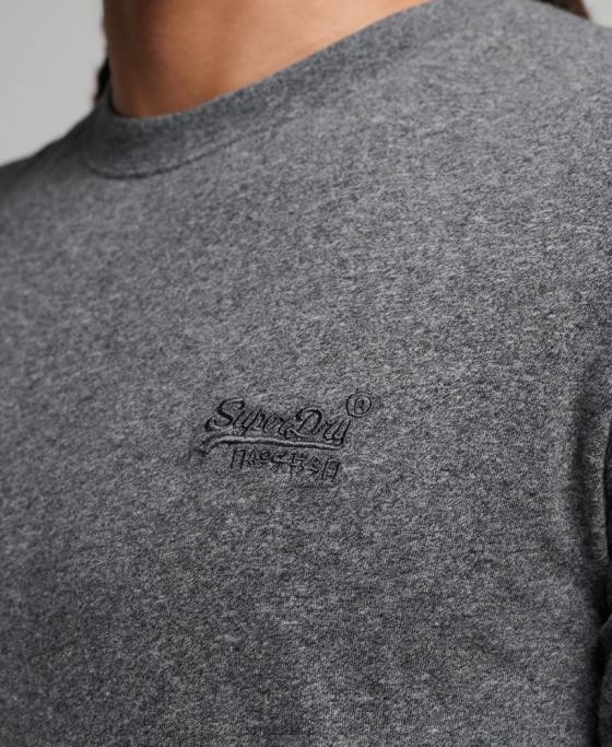 Superdry top din bumbac organic brodat cu logo vintage îmbrăcăminte gri bărbați JX0Z6401