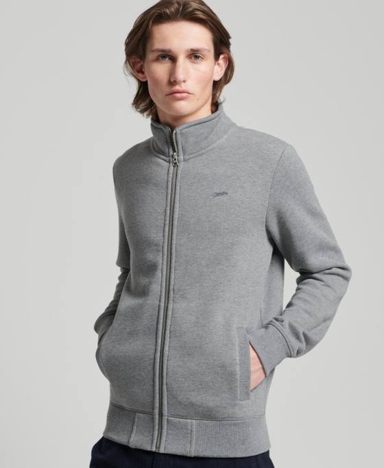 Superdry top din bumbac organic brodat cu logo vintage îmbrăcăminte gri bărbați JX0Z843