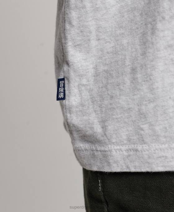 Superdry top din bumbac organic brodat cu logo vintage îmbrăcăminte gri deschis femei JX0Z6569