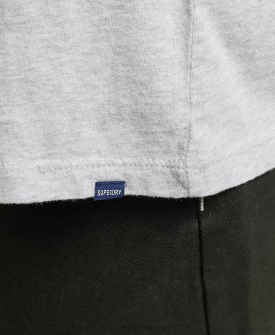 Superdry top din bumbac organic brodat cu logo vintage îmbrăcăminte gri deschis femei JX0Z6569