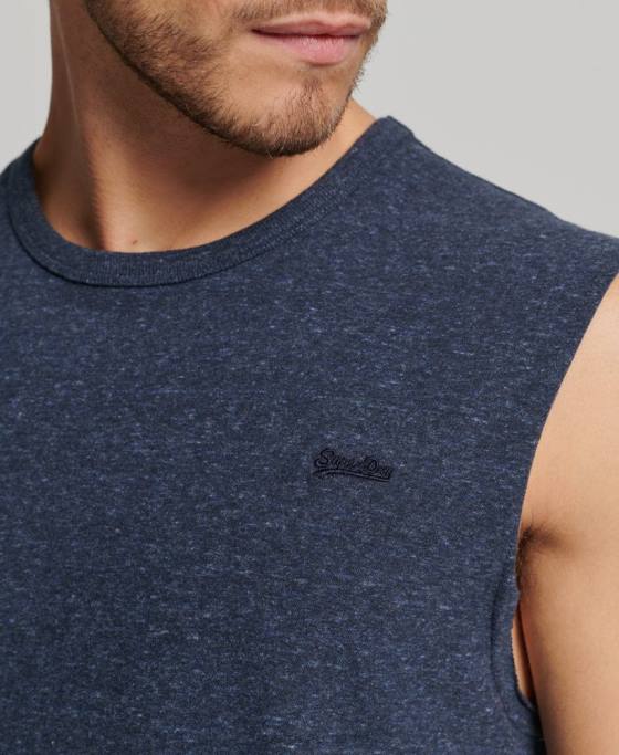 Superdry top din bumbac organic brodat cu logo vintage îmbrăcăminte marina bărbați JX0Z1445