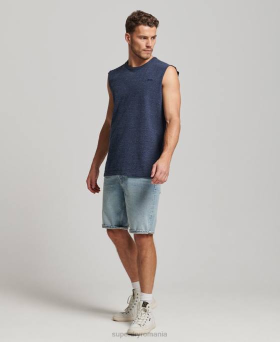 Superdry top din bumbac organic brodat cu logo vintage îmbrăcăminte marina bărbați JX0Z1445