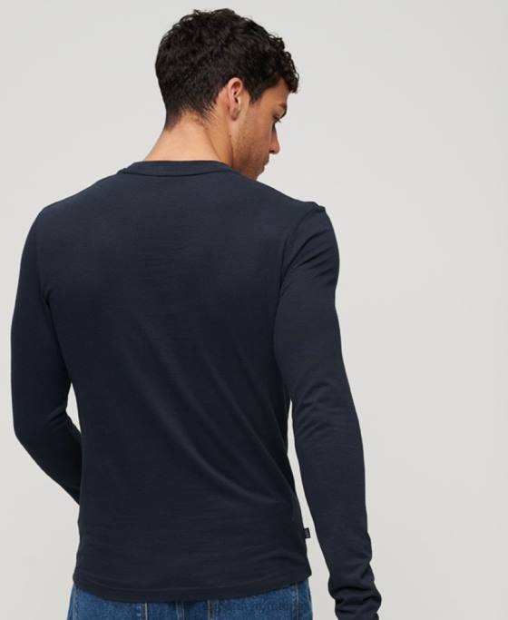 Superdry top din bumbac organic brodat cu logo vintage îmbrăcăminte marina bărbați JX0Z1462