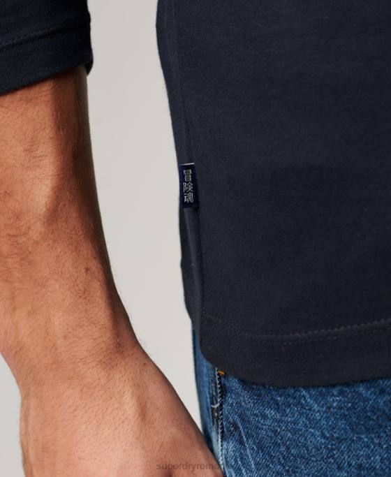 Superdry top din bumbac organic brodat cu logo vintage îmbrăcăminte marina bărbați JX0Z1462