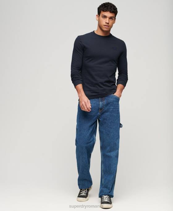 Superdry top din bumbac organic brodat cu logo vintage îmbrăcăminte marina bărbați JX0Z1462