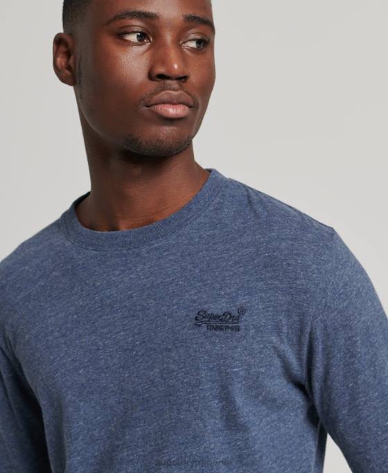 Superdry top din bumbac organic brodat cu logo vintage îmbrăcăminte marina bărbați JX0Z1548