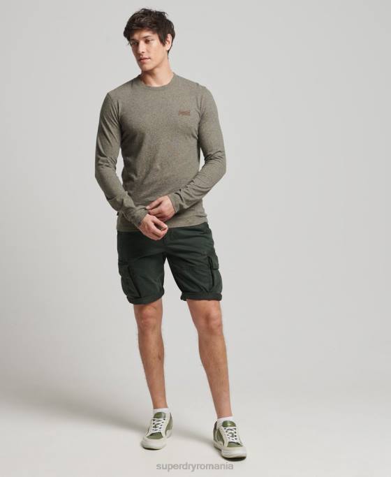 Superdry top din bumbac organic brodat cu logo vintage îmbrăcăminte maro bărbați JX0Z6418