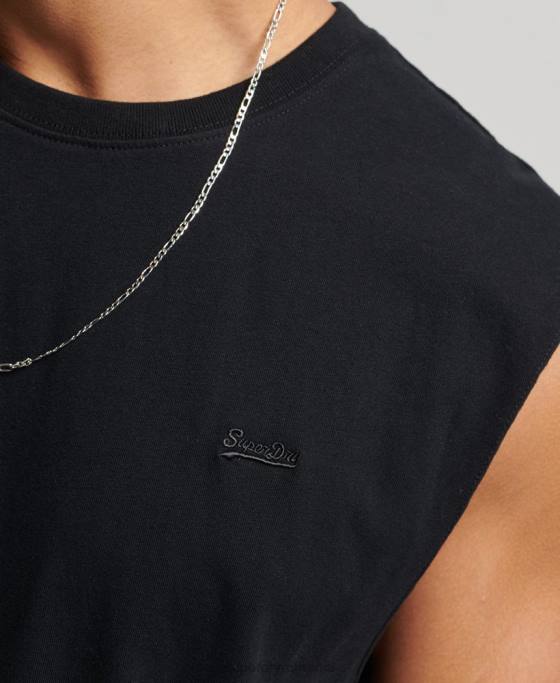Superdry top din bumbac organic brodat cu logo vintage îmbrăcăminte negru bărbați JX0Z1443