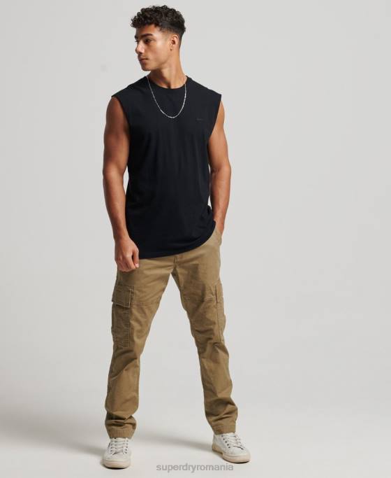 Superdry top din bumbac organic brodat cu logo vintage îmbrăcăminte negru bărbați JX0Z1443