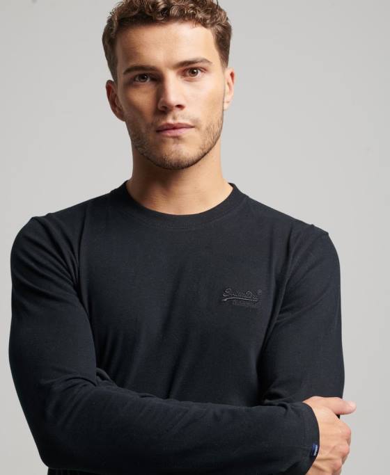 Superdry top din bumbac organic brodat cu logo vintage îmbrăcăminte negru bărbați JX0Z1475