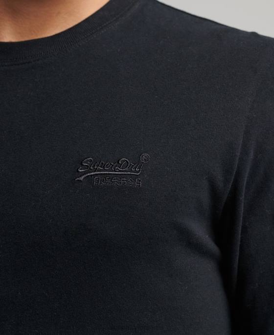 Superdry top din bumbac organic brodat cu logo vintage îmbrăcăminte negru bărbați JX0Z1475