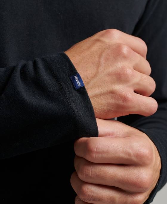 Superdry top din bumbac organic brodat cu logo vintage îmbrăcăminte negru bărbați JX0Z1475