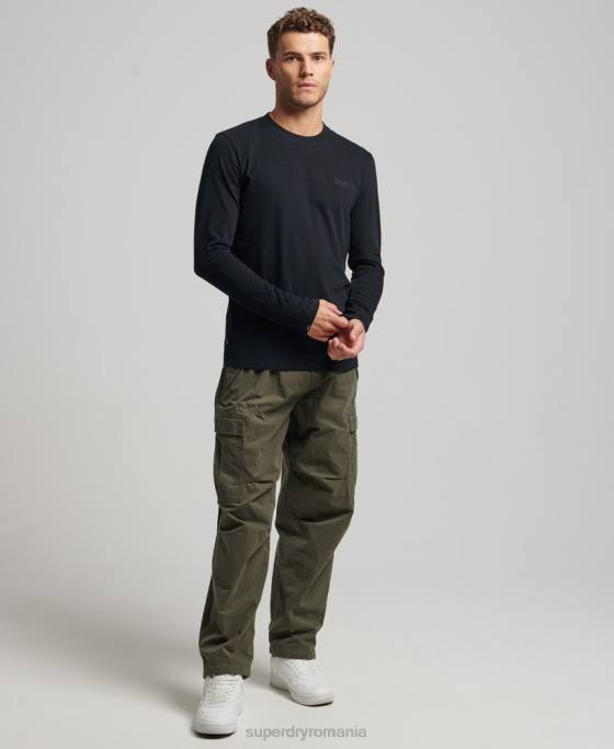 Superdry top din bumbac organic brodat cu logo vintage îmbrăcăminte negru bărbați JX0Z1475
