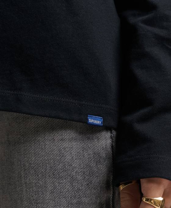Superdry top din bumbac organic brodat cu logo vintage îmbrăcăminte negru femei JX0Z6676