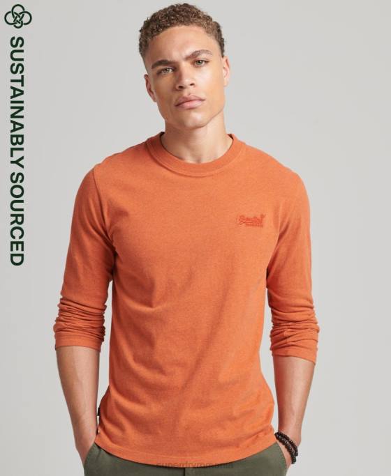 Superdry top din bumbac organic brodat cu logo vintage îmbrăcăminte portocale bărbați JX0Z1571
