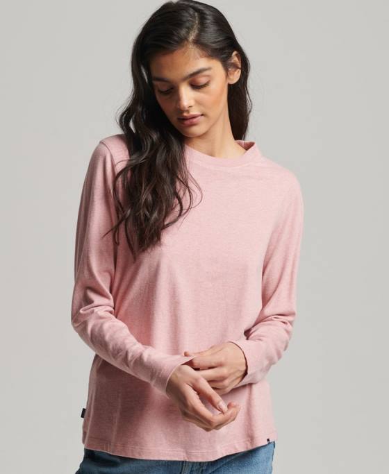 Superdry top din bumbac organic brodat cu logo vintage îmbrăcăminte roz femei JX0Z6671