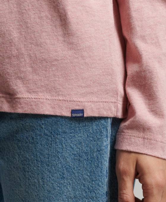 Superdry top din bumbac organic brodat cu logo vintage îmbrăcăminte roz femei JX0Z6671