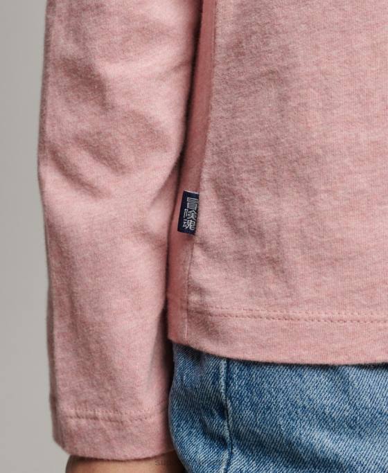 Superdry top din bumbac organic brodat cu logo vintage îmbrăcăminte roz femei JX0Z6671