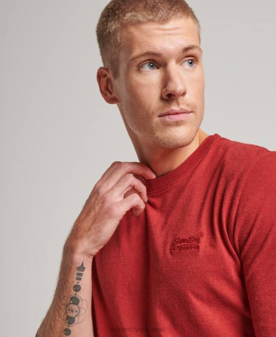 Superdry top din bumbac organic brodat cu logo vintage îmbrăcăminte roșu bărbați JX0Z1515