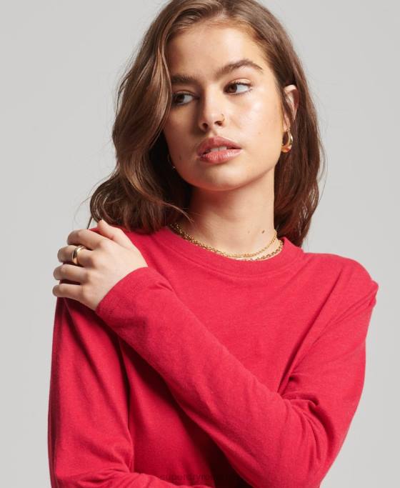 Superdry top din bumbac organic brodat cu logo vintage îmbrăcăminte roșu femei JX0Z6694