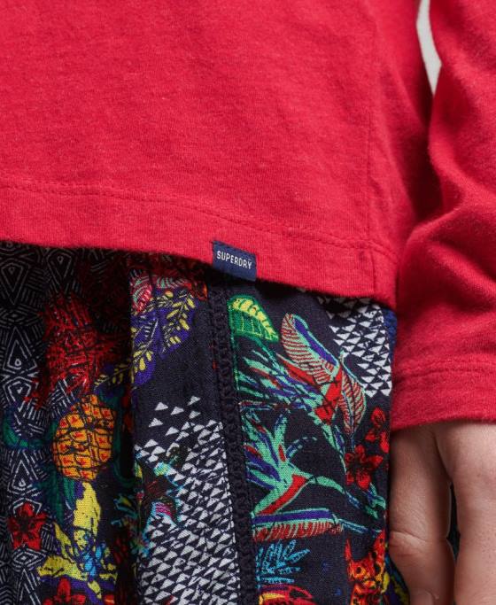 Superdry top din bumbac organic brodat cu logo vintage îmbrăcăminte roșu femei JX0Z6694