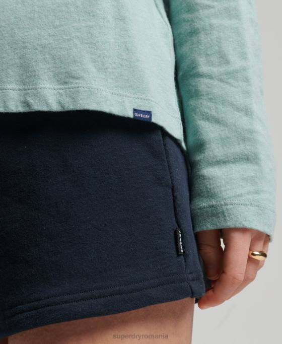 Superdry top din bumbac organic brodat cu logo vintage îmbrăcăminte turcoaz femei JX0Z6539