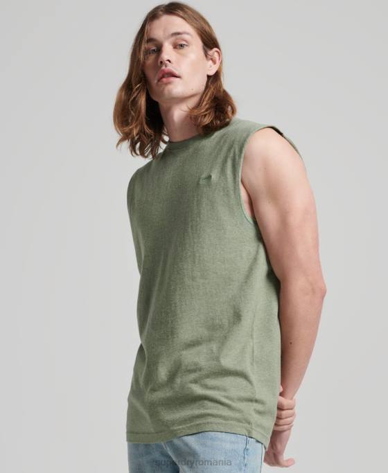 Superdry top din bumbac organic brodat cu logo vintage îmbrăcăminte verde bărbați JX0Z1449