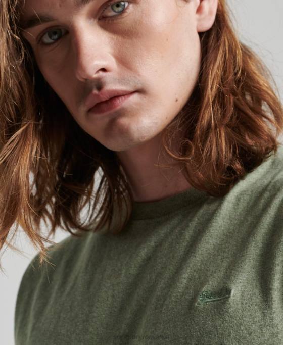 Superdry top din bumbac organic brodat cu logo vintage îmbrăcăminte verde bărbați JX0Z1449