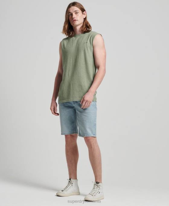 Superdry top din bumbac organic brodat cu logo vintage îmbrăcăminte verde bărbați JX0Z1449