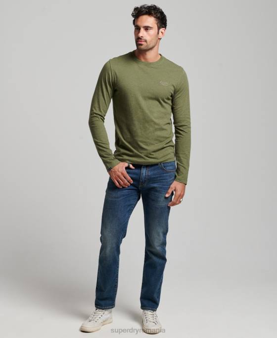 Superdry top din bumbac organic brodat cu logo vintage îmbrăcăminte verde bărbați JX0Z1477