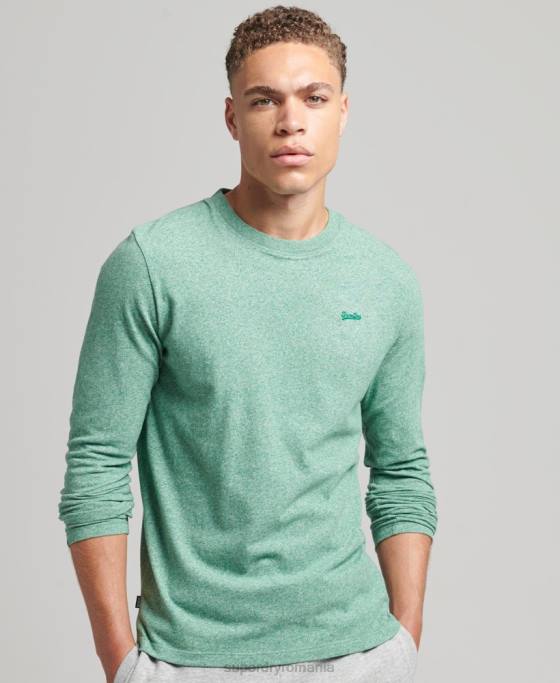 Superdry top din bumbac organic brodat cu logo vintage îmbrăcăminte verde bărbați JX0Z1542