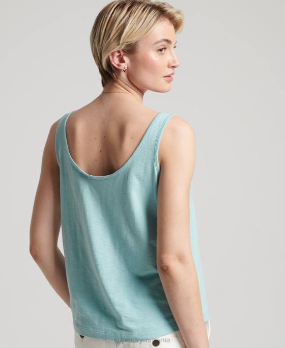 Superdry top din bumbac organic cu buzunar îmbrăcăminte albastru femei JX0Z6744