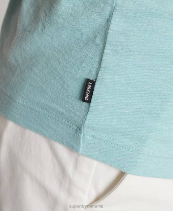Superdry top din bumbac organic cu buzunar îmbrăcăminte albastru femei JX0Z6744